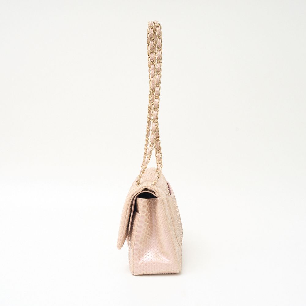 Chanel Bag Python Chain Pink Beige Shoulder Matelasse - Picture 3 of 16